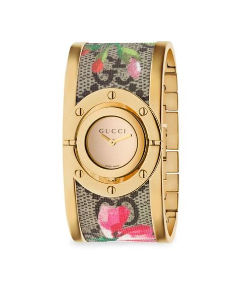 gucci twirl blooms bangle watch